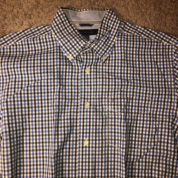 Tommy Hilfiger Other - Tommy Hilfiger Mens Size Medium Button Down Black Blue Work Dress Shirt